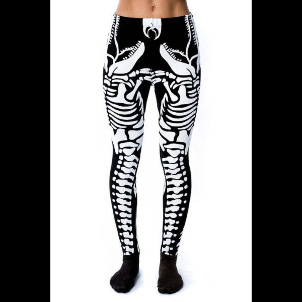 Killstar T-Rex Dinosaur Bone Leggings - Halloween Skeleton XL